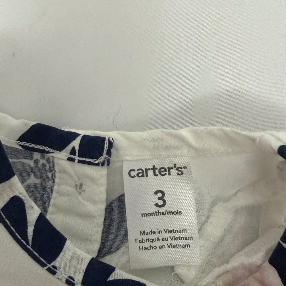 Carters Baby Girl 3M‎ Floral Sleeveless Top and Mint Striped Whale Romper Lot